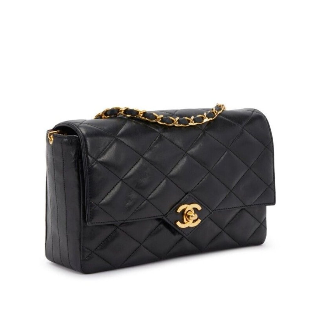 Authentic CHANEL 24K Vintage Classic Single Flap Bag Quilted Lambskin Chain Tote - Picture 3 of 11